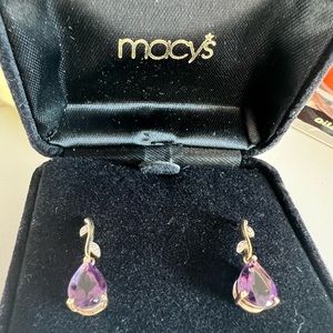 14k Macys Purple Earrings